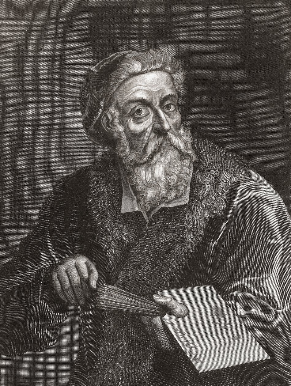Titian. Portrett. (skrive ut) av Gerard (after) Edelinck