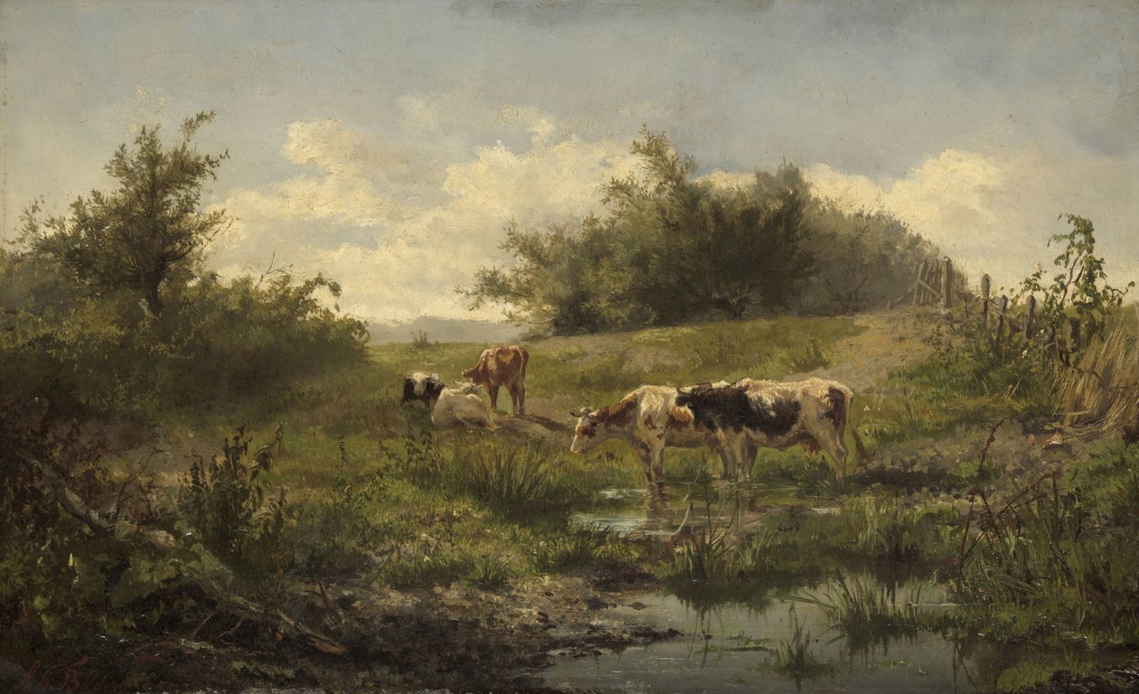 Kyr ved en dam av Gerard Bilders