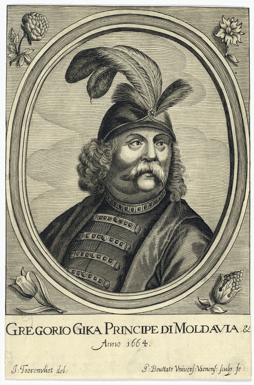 Grigore I Ghica (Ghika) (1628-1675), Prince of Wallachia par Bouttats, Gerard (ca. 1630-etter 1668). Kobberstikk, ca 1664, privat samling av Gerard Bouttats