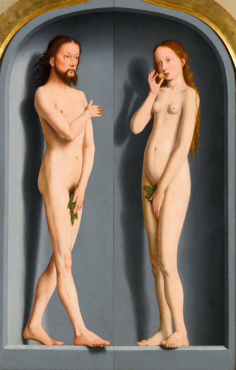 Adam og Eve Sedano Family Triptych, utvendige paneler av Gerard David