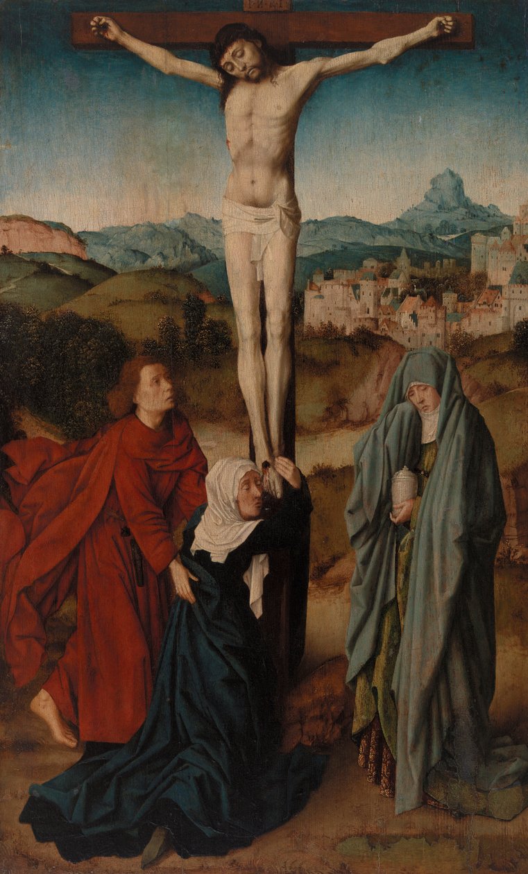 Korsfestelse med jomfruen, Johannes og Magdalena av Gerard David