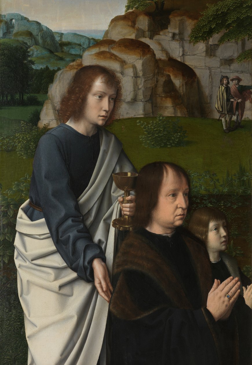 Detalj av venstre panel av Kristi dåp, ca. 1502-08 (olje på panel) av Gerard David