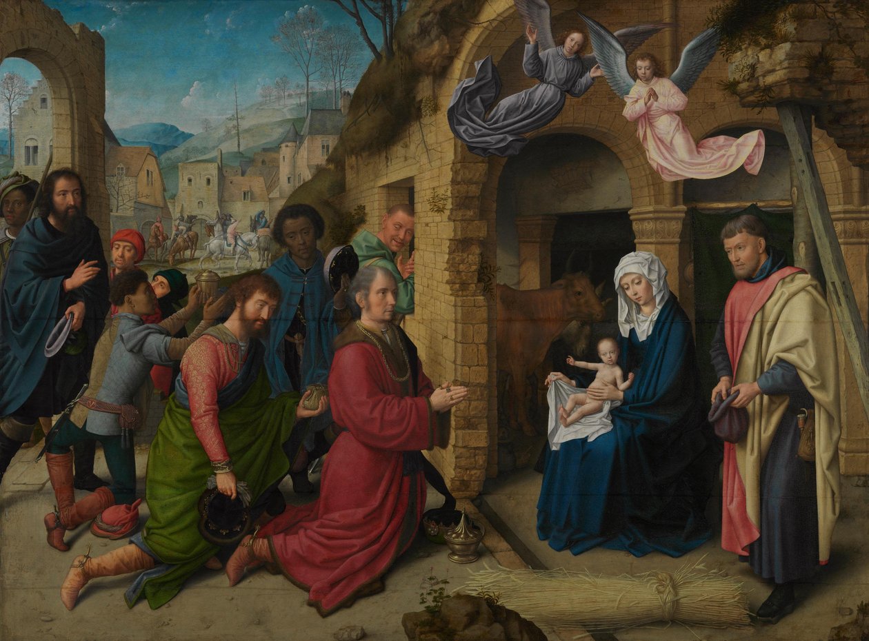 Kongenes tilbedelse (Kopi etter Hugo van der Goes) av Gerard David