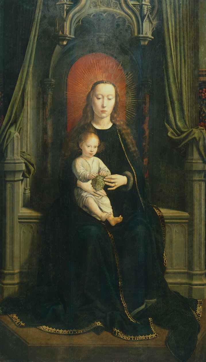 Enthroned Madonna with Child eller Madonna of Grapes, sentralpanelet til Cervara-altertavlen av Gerard David
