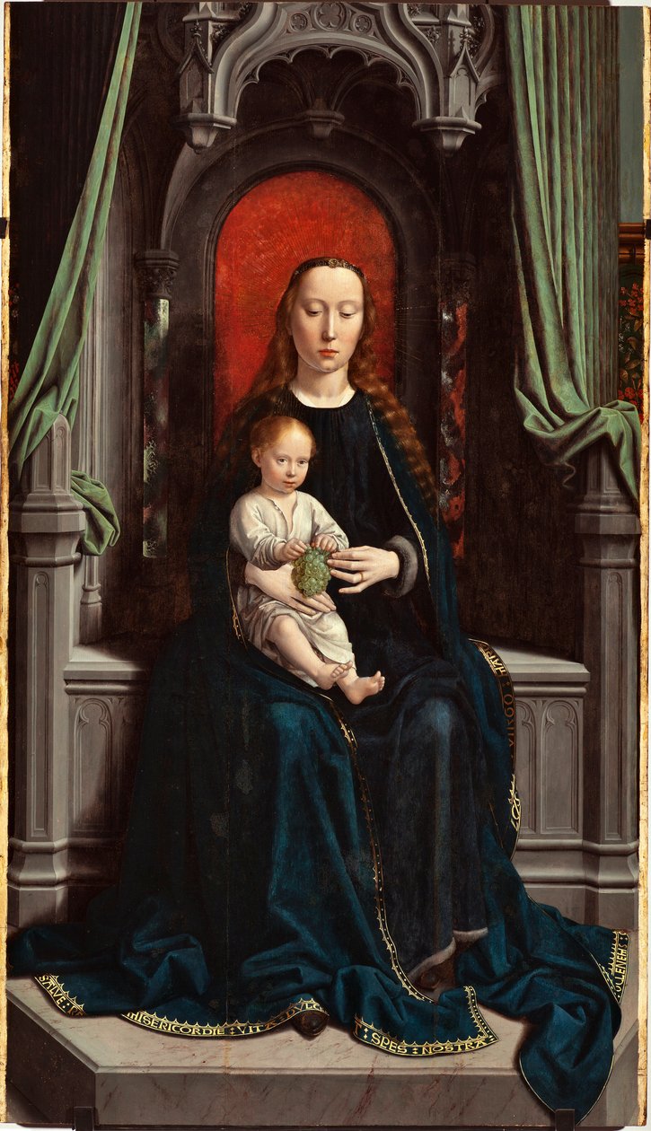 Enthroned Madonna with Child eller Madonna of Grapes, sentralpanelet til Cervara-altertavlen av Gerard David