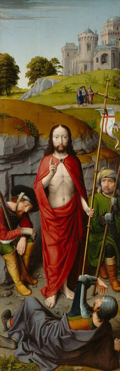The Resurrection, with the Pilgrims of Emmaus, ca. 1510 (olje på eikepanel) av Gerard David