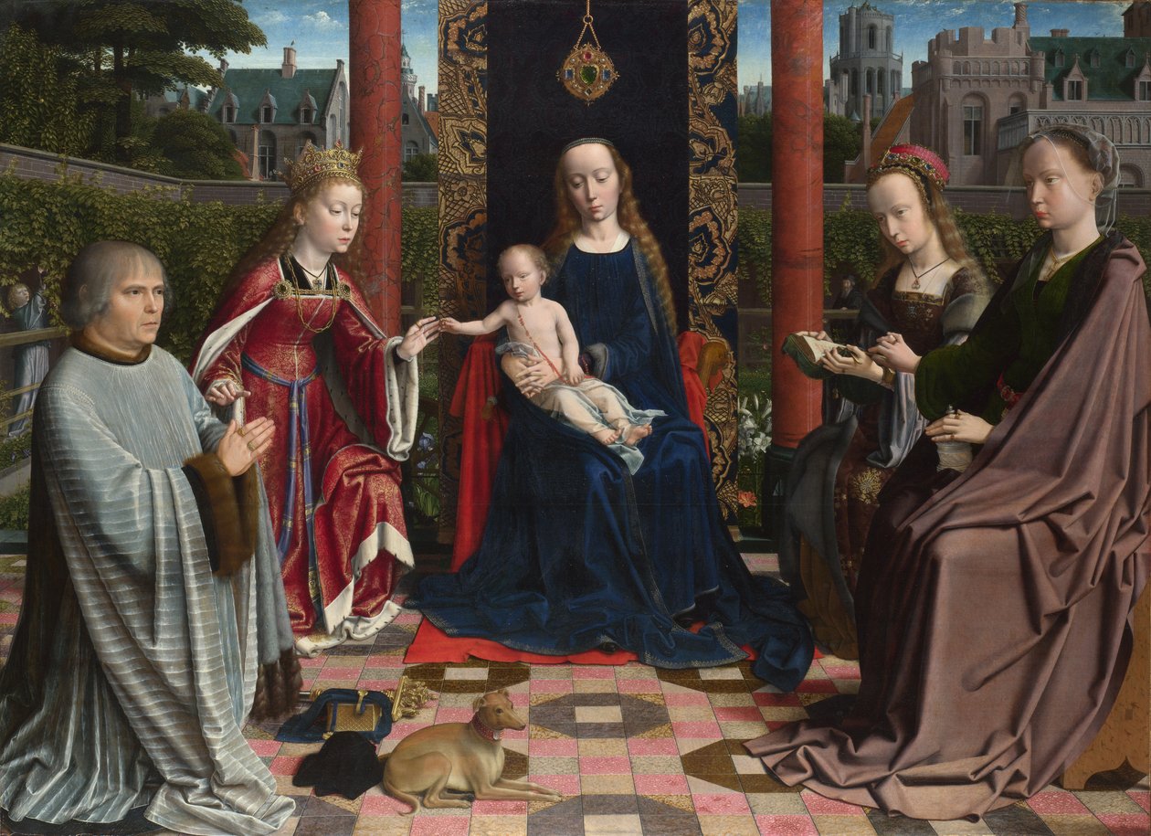 Jomfruen og barnet med hellige og giver, ca. 1510 av Gerard David