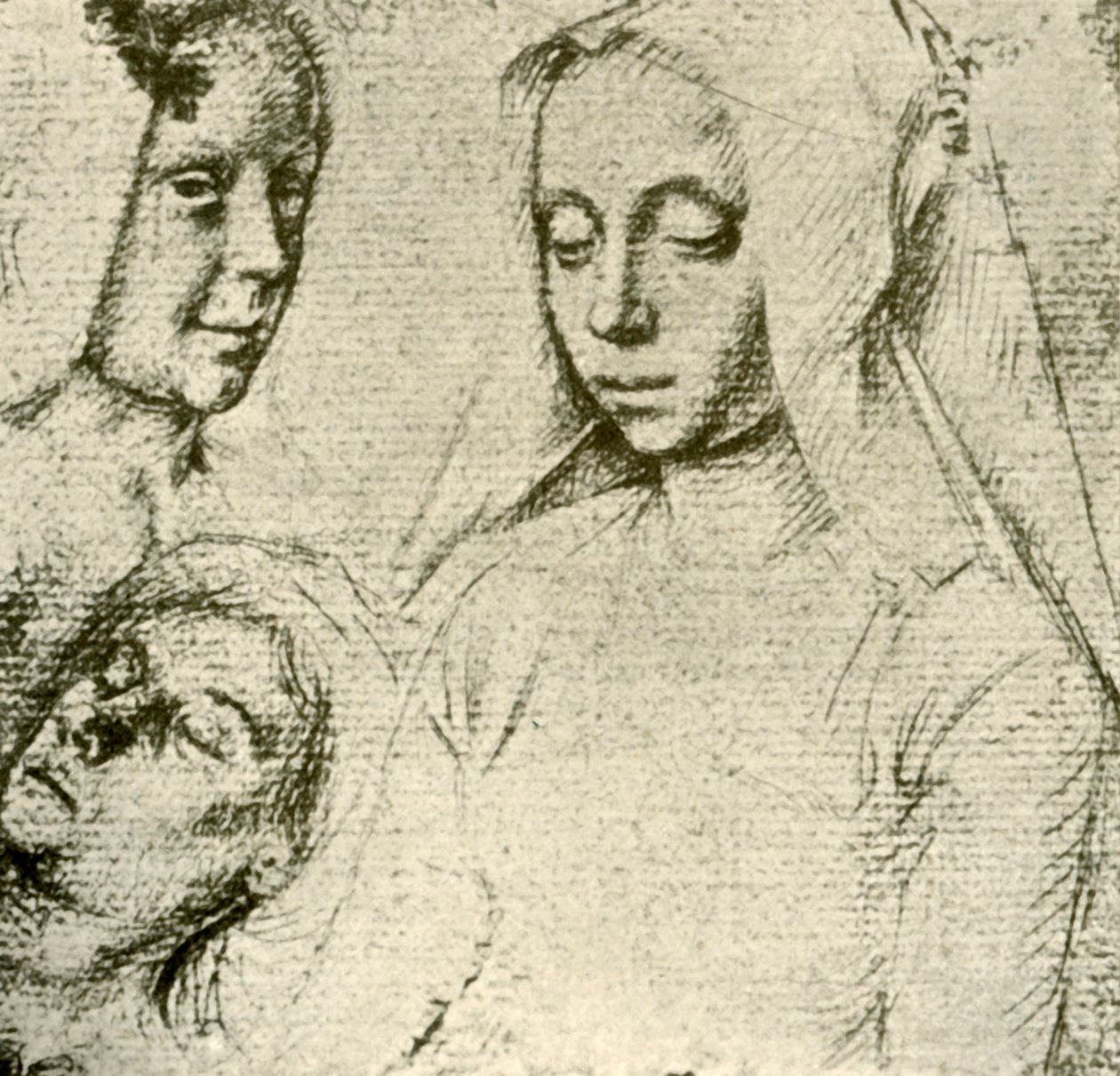 Tre kvinnelige hoder, sent på 1400-tallet - begynnelsen av 1500-tallet, 1908. av Gerard David
