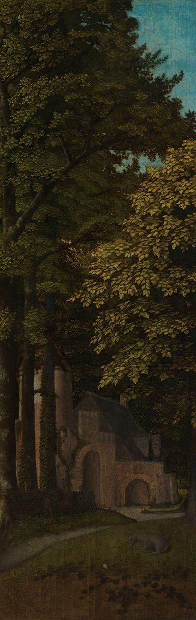 Utsikt i en skog, ytre venstre fløy av en triptyk, ca. 1505-c. 1515 av Gerard David