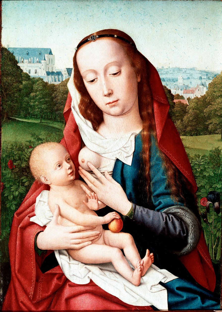 Jomfru- og barnemaleri av Gerard David (1460-1523) Madrid, Musee Lazaro Galdiano av Gerard David