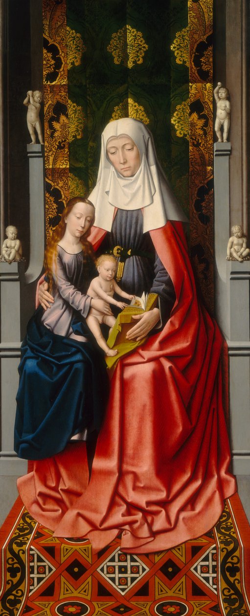 Saint Anne-altertavlen: Saint Anne med jomfruen og barnet [midtpanel] av Gerard David and Workshop