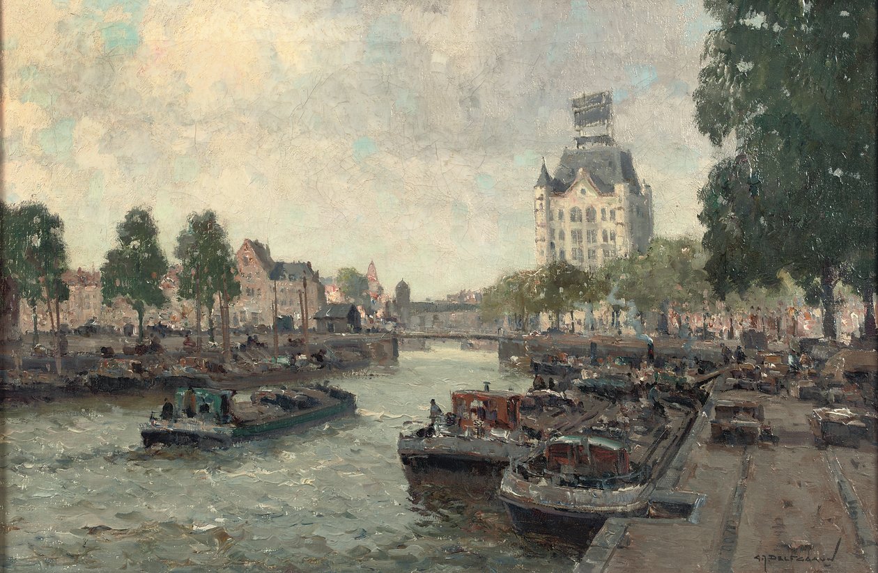 Utsikt over Witte Huis, Rotterdam (olje på lerret) av Gerard Delfgaauw