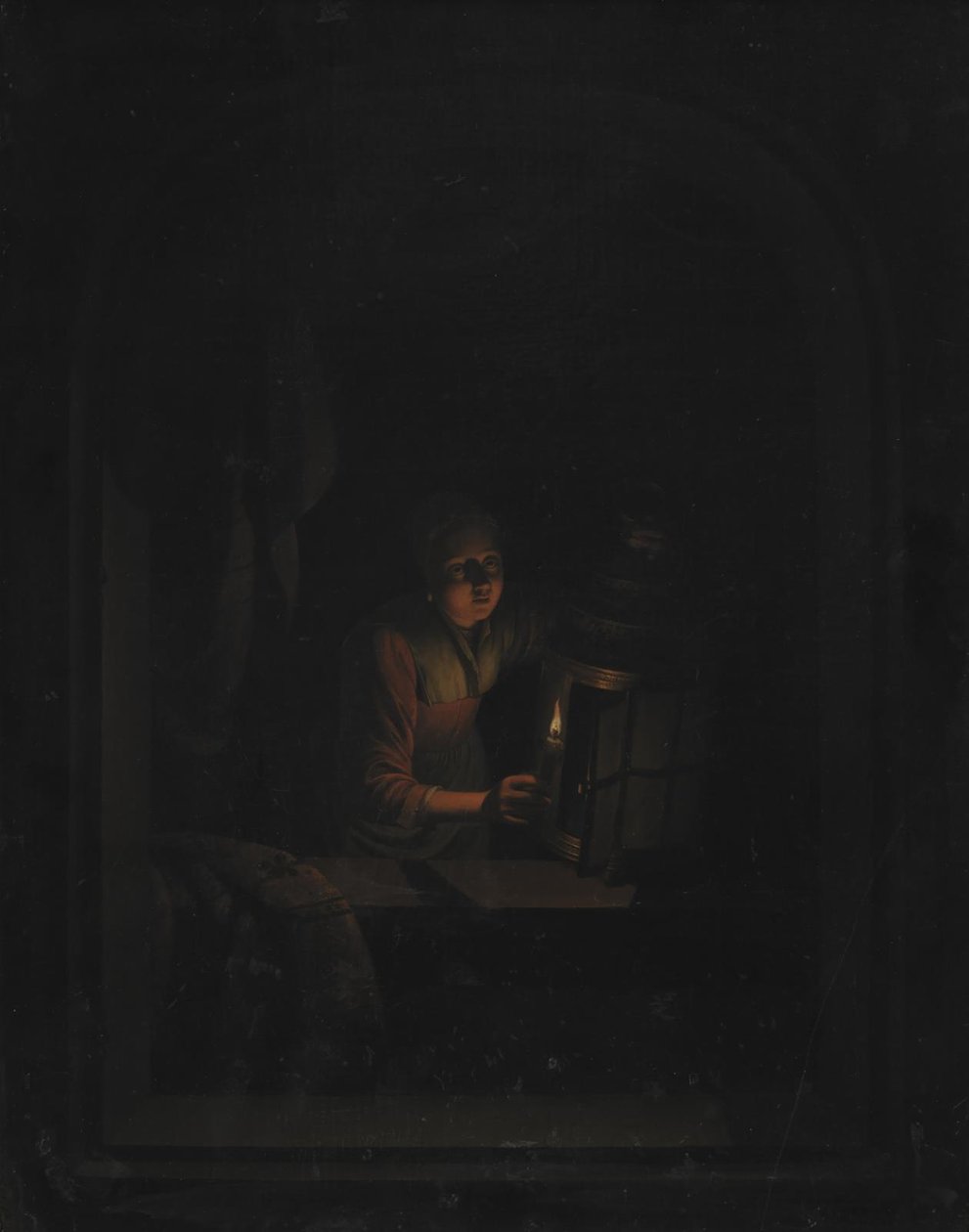 Jente med et stearinlys av Gerrit Dou
