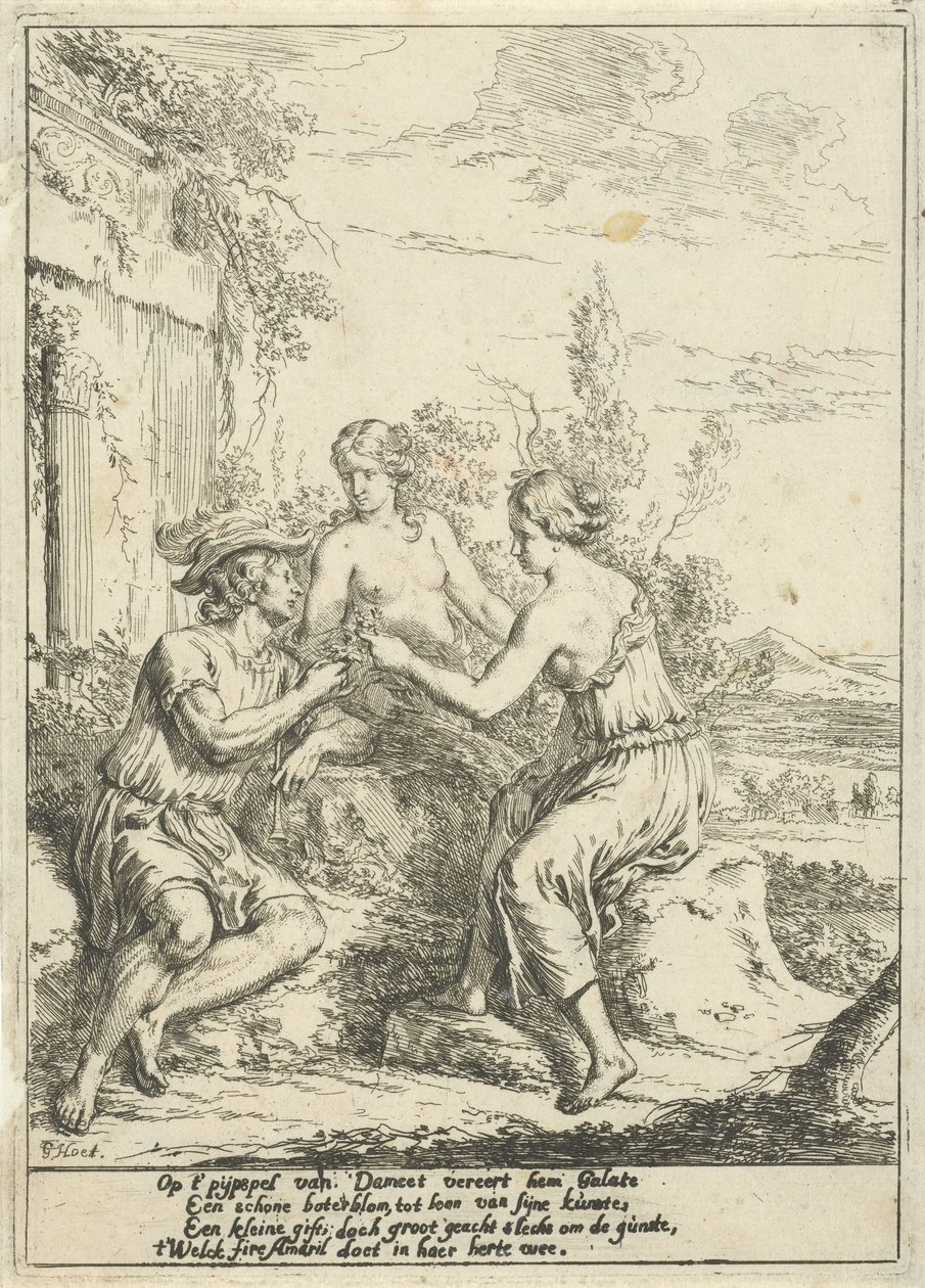 Pastoral scene med Dameet, Galate og Amaril av Gerard Hoet (I)
