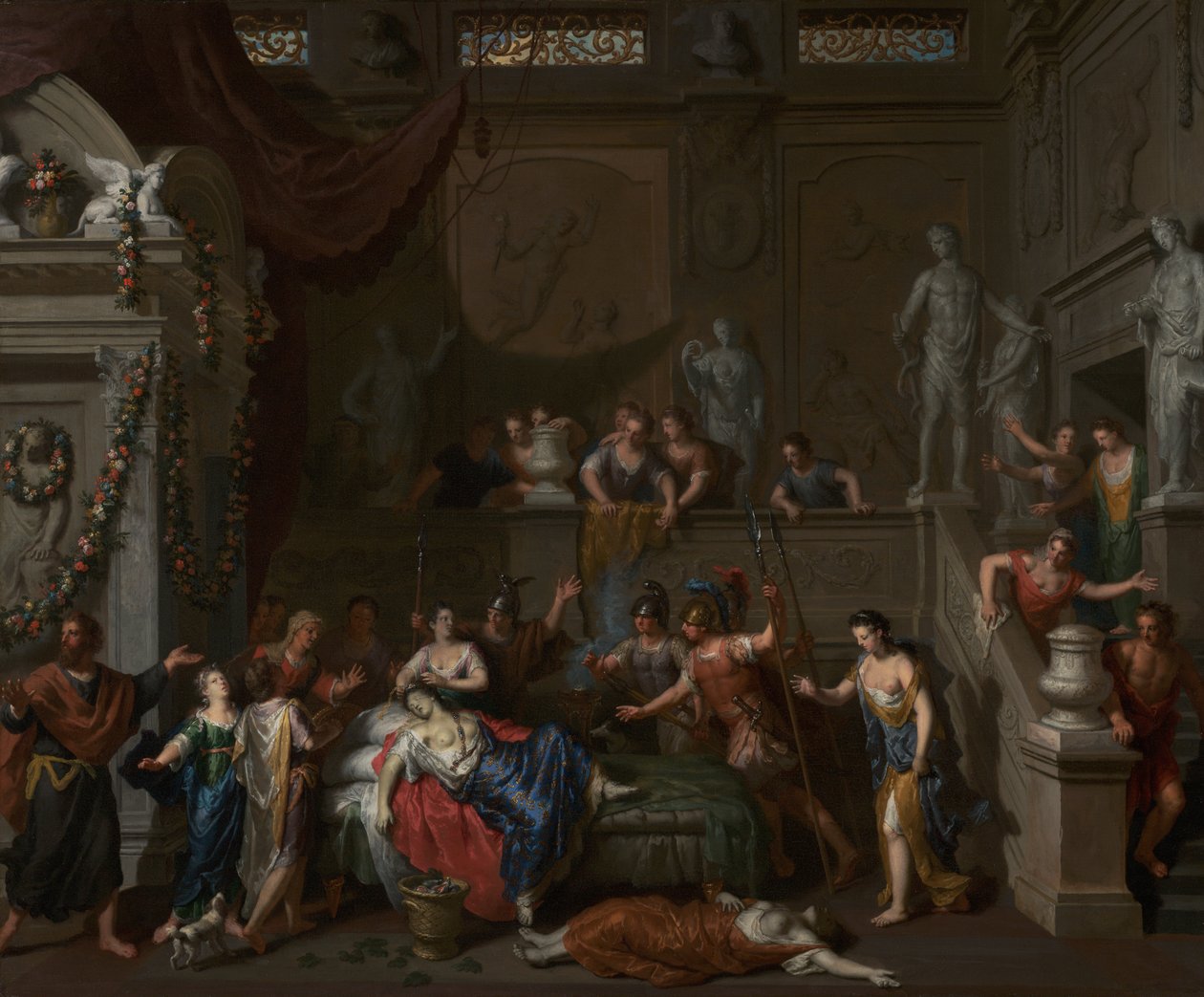 The Death of Cleopatra, ca. 1700-10 (olje på lerret) av Gerard Hoet