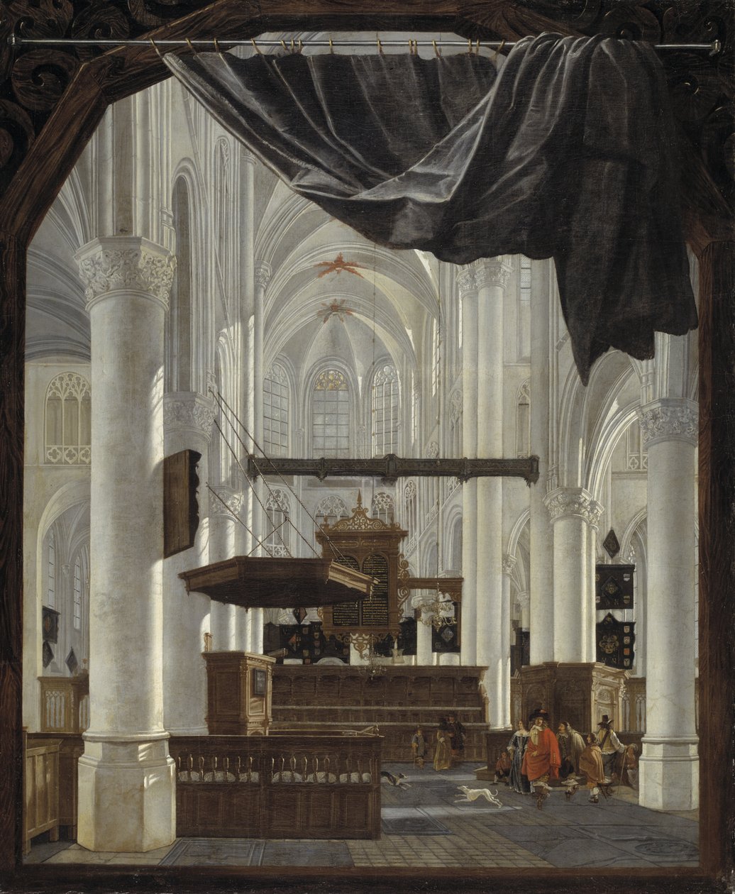 Interiør av Sint Gertrudiskerk i Bergen op Zoom av Gerard Houckgeest