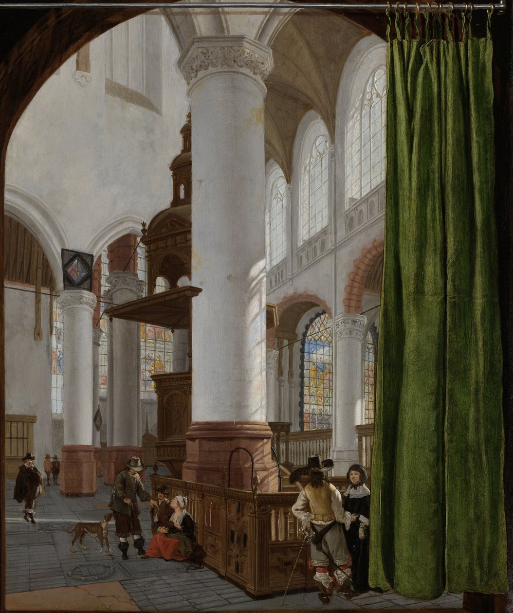 Interiør i den gamle kirken i Delft, 1654 av Gerard Houckgeest