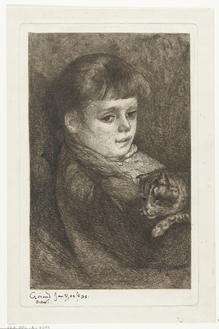 Portrett av Eleonora Bos med katt av Gerard Jan Bos (signed by artist)