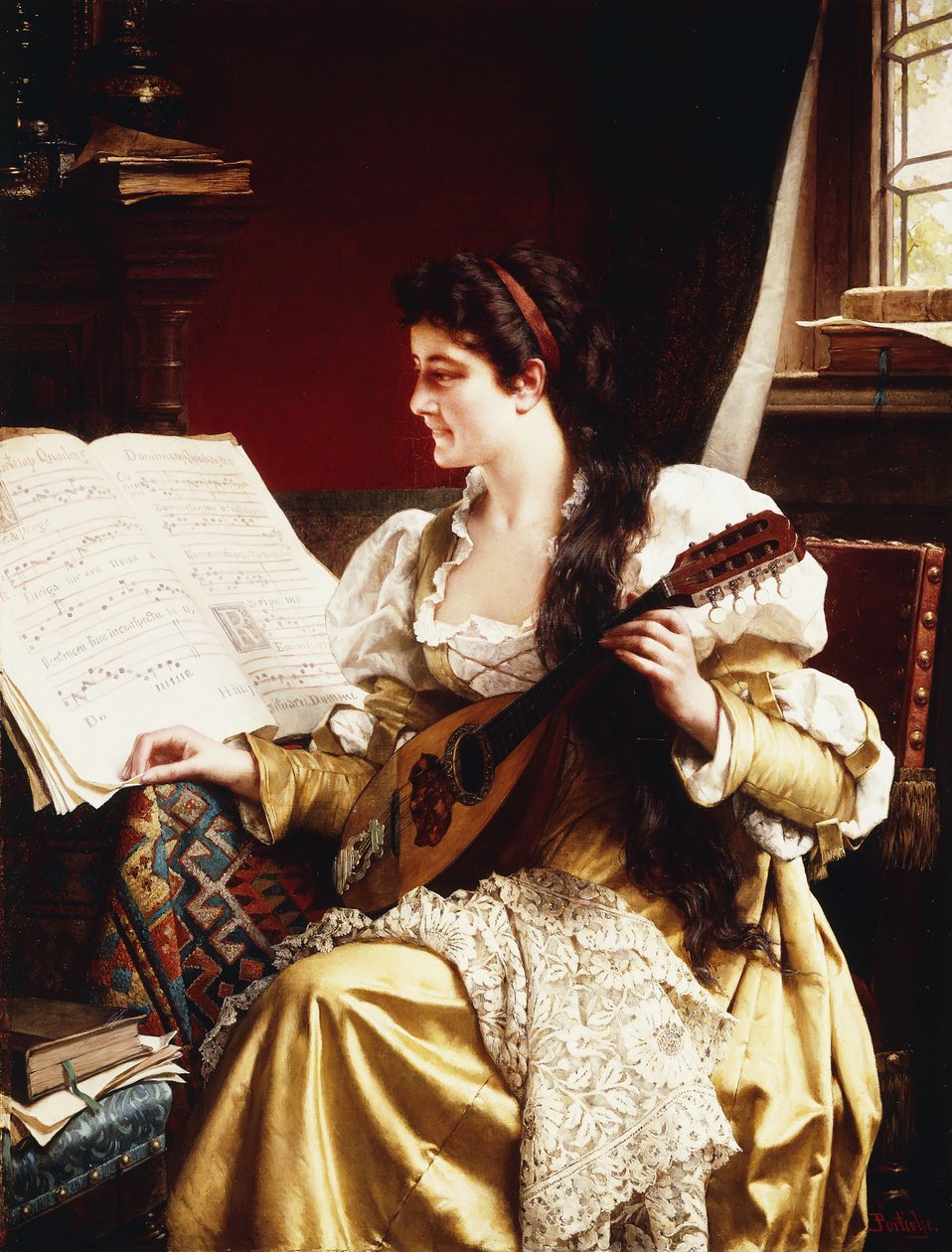 Dame med mandolin av Gerard Portielje