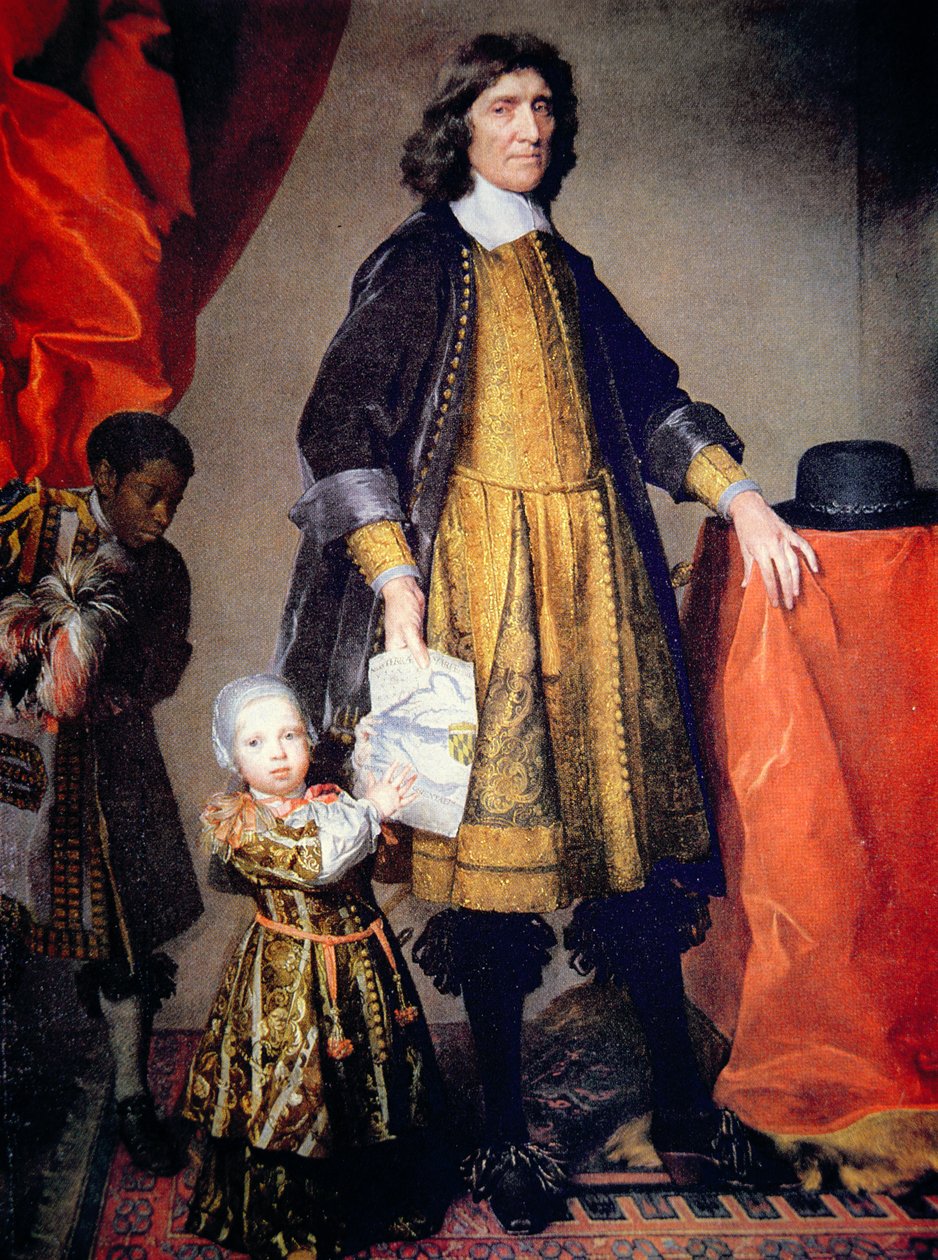 Portrett av Cecilius Calvert, 2nd Lord Baltimore of Maryland, med hans barnebarn og husgutt (olje på lerret) av Gerard Soest