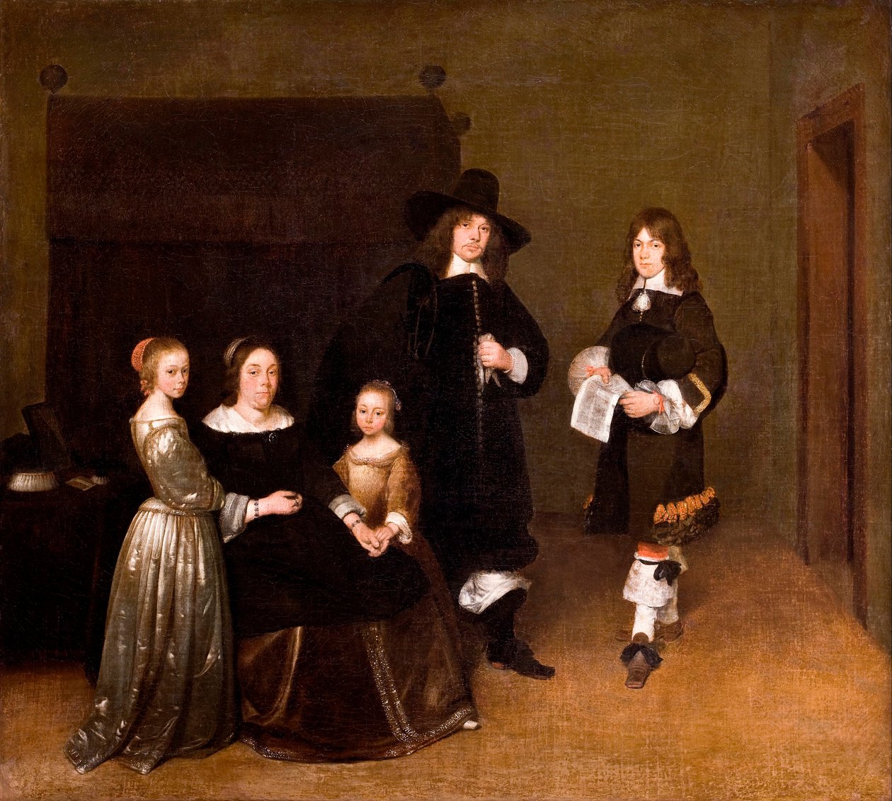 "" Portrett av en familie "" (Portrett av en familie) Maleri av Gerard Ter Borch (eller Terburg) den unge mannen (1617-1681) - 1656 - Olje på lerret Dim 78x86,5 cm Hallwylska Museet, Stockholm av Gerard ter Borch
