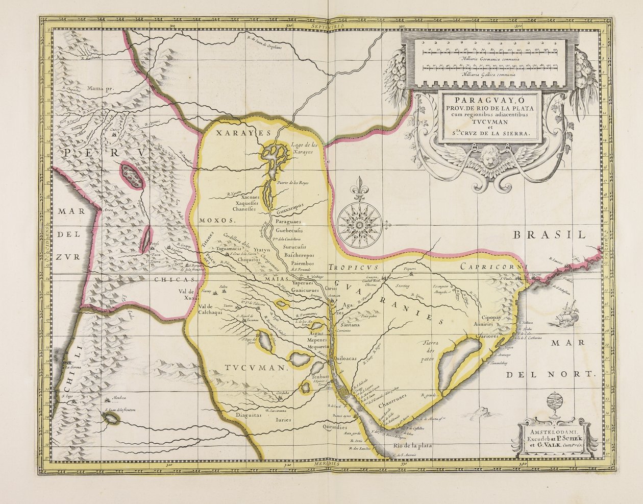 Paraguayo prov. fra Rio de la Plata med de tilstøtende regionene Tucuman og S.ta Cruz de la Sierra av Gerard Valck