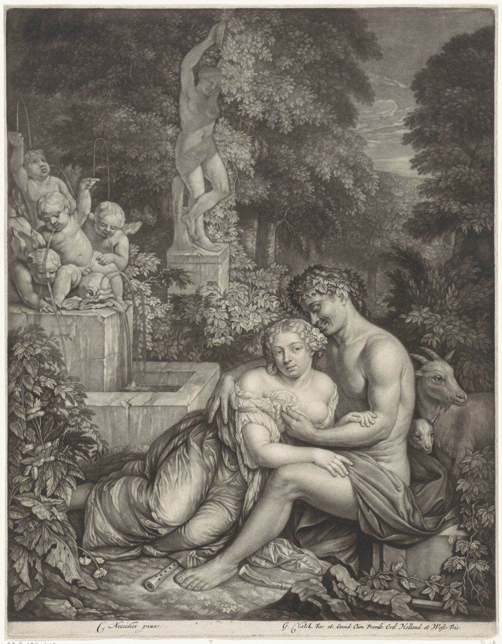 Vertumnus en Pomona av Gerard Valck