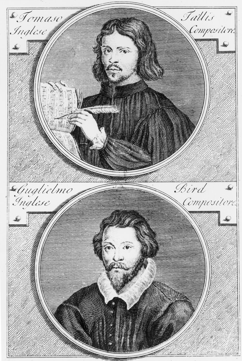 Thomas Tallis (ca. 1505-85) og William Byrd (1543-1623) gravert av Niccolo Francesco Haym (168889-c. 1729) av Gerard Vandergucht