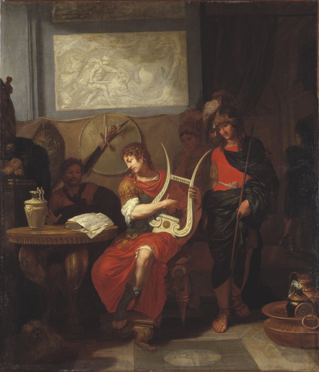 Achilles spiller en lyre før Patroclus - Achilles spiller en lyre før Patroclus, av Lairesse, Gerard, de (1640-1711). olje på lerret av Gerard de Lairesse