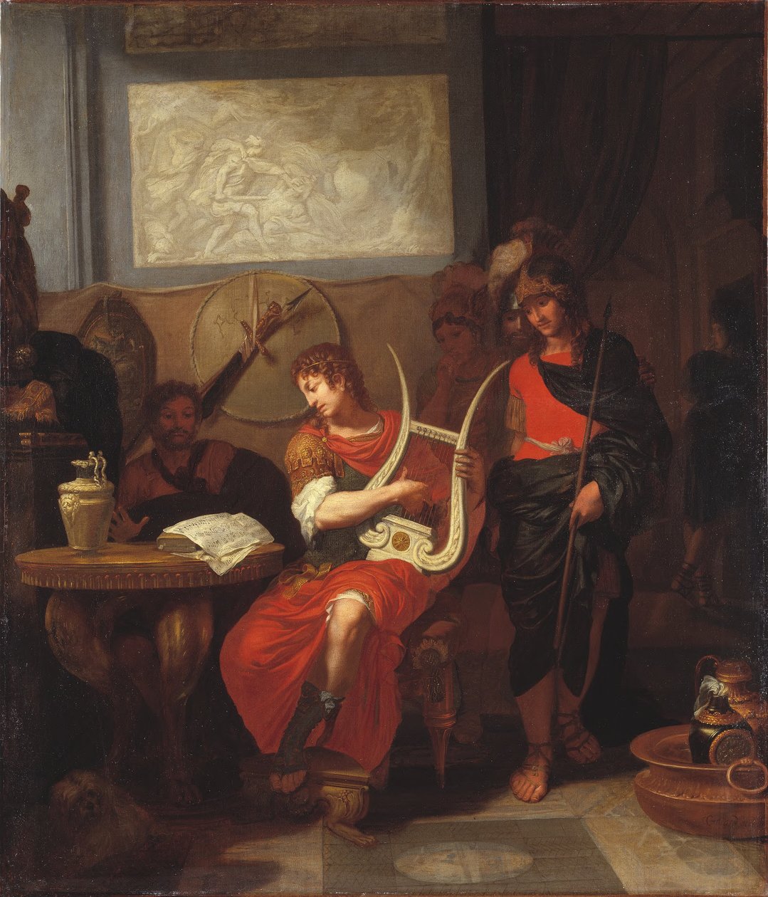 Achilles spielt die Leier bei der Ankunft der Gesandten von Agamemnon av Gerard de Lairesse