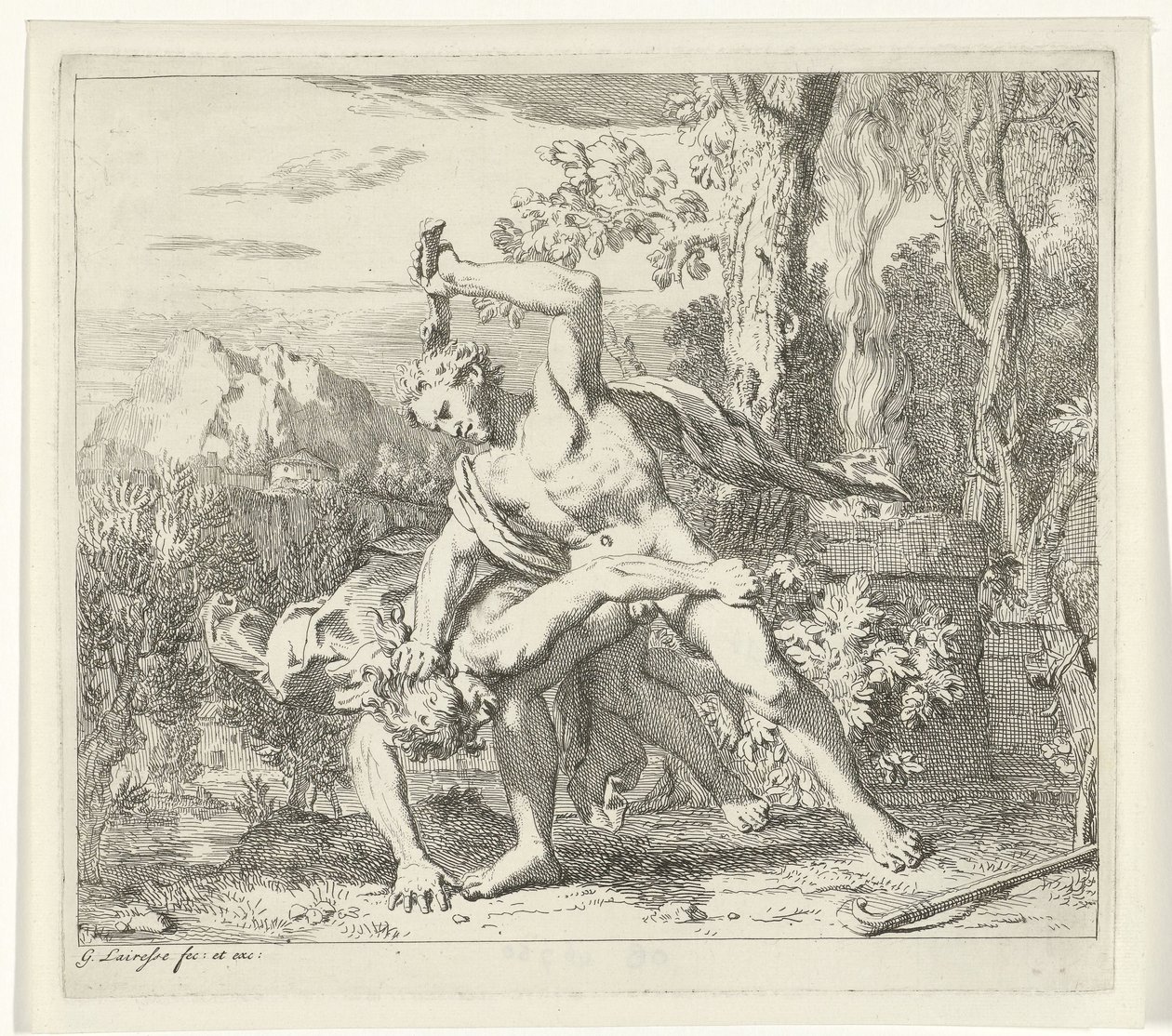 Kain dreper Abel Scener fra Genesis av Gerard de Lairesse