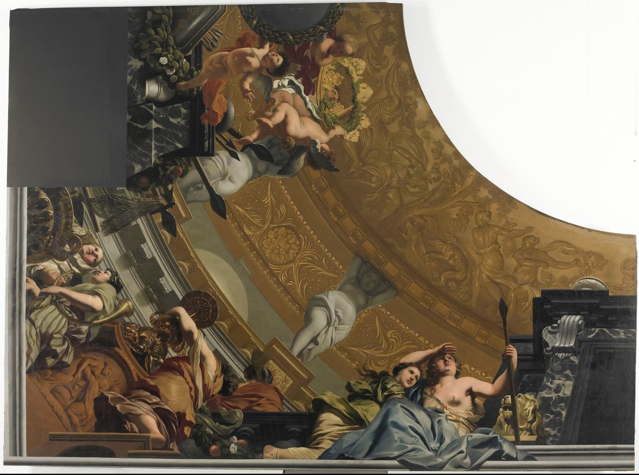 En del (nederst til venstre) av et takmaleri med Diana og hennes ledsagere som hovedskildring av Gerard de Lairesse