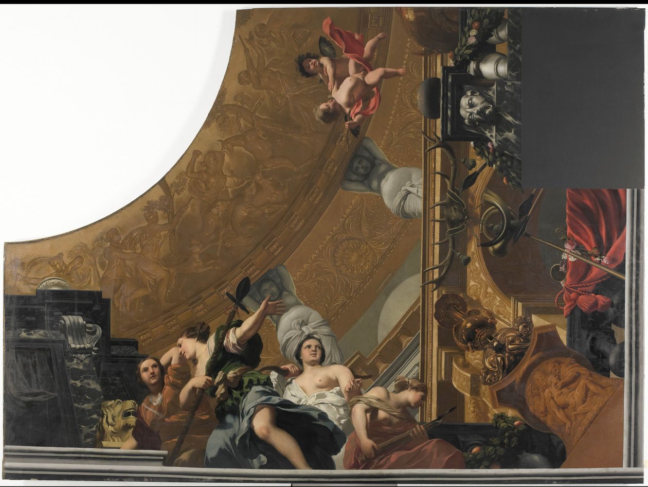 Del (nederst til høyre) av et takmaleri med Diana og hennes ledsagere som hovedskildring av Gerard de Lairesse