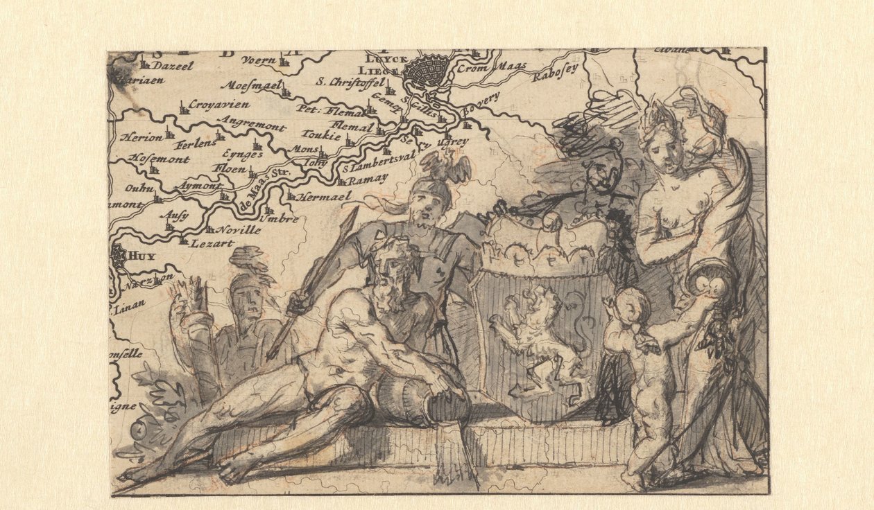 Design for en vignett med Brabants våpenskjold av Gerard de Lairesse