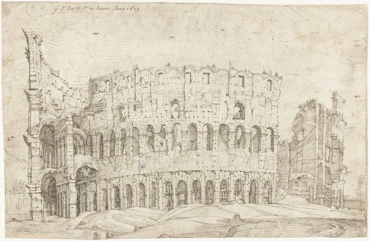 Eksteriør av ruinene av Colosseum, Roma av Gerard ter Borch