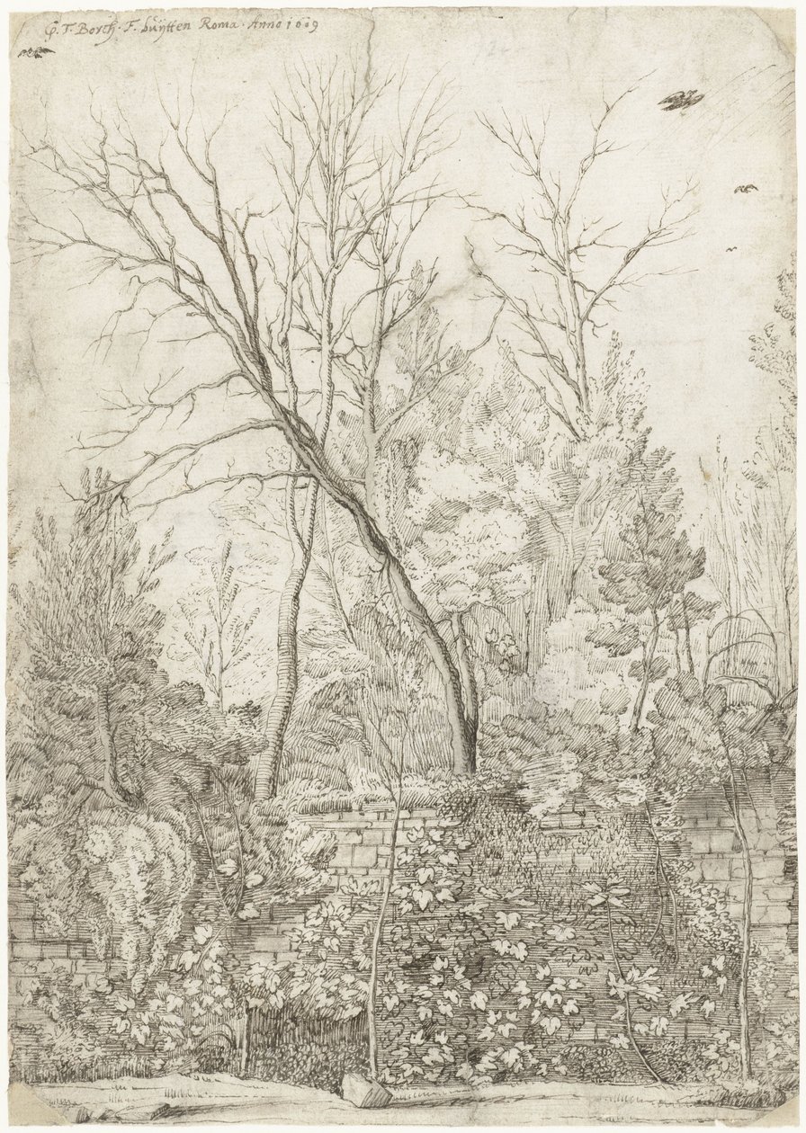 Garden of the Villa Madama, utenfor Roma av Gerard ter Borch
