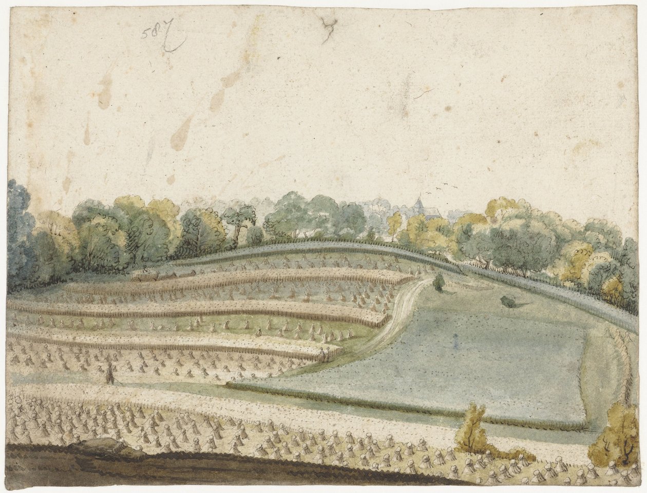 Panorama av en bølgende hveteåker sett ovenfra av Gerard ter Borch (I)
