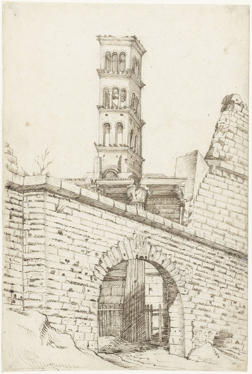 Temple of Mars Ultor og Pantani Arch i Forum of Augustus og Tower of San Basilio av Gerard ter Borch (I)