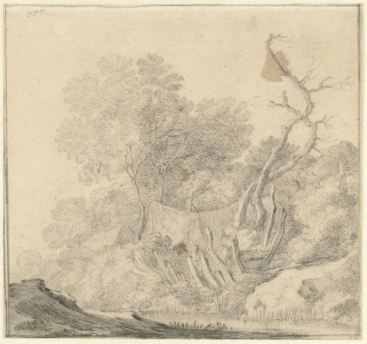 Hus mellom trær nær vann av Gerard ter Borch (II) (possibly)