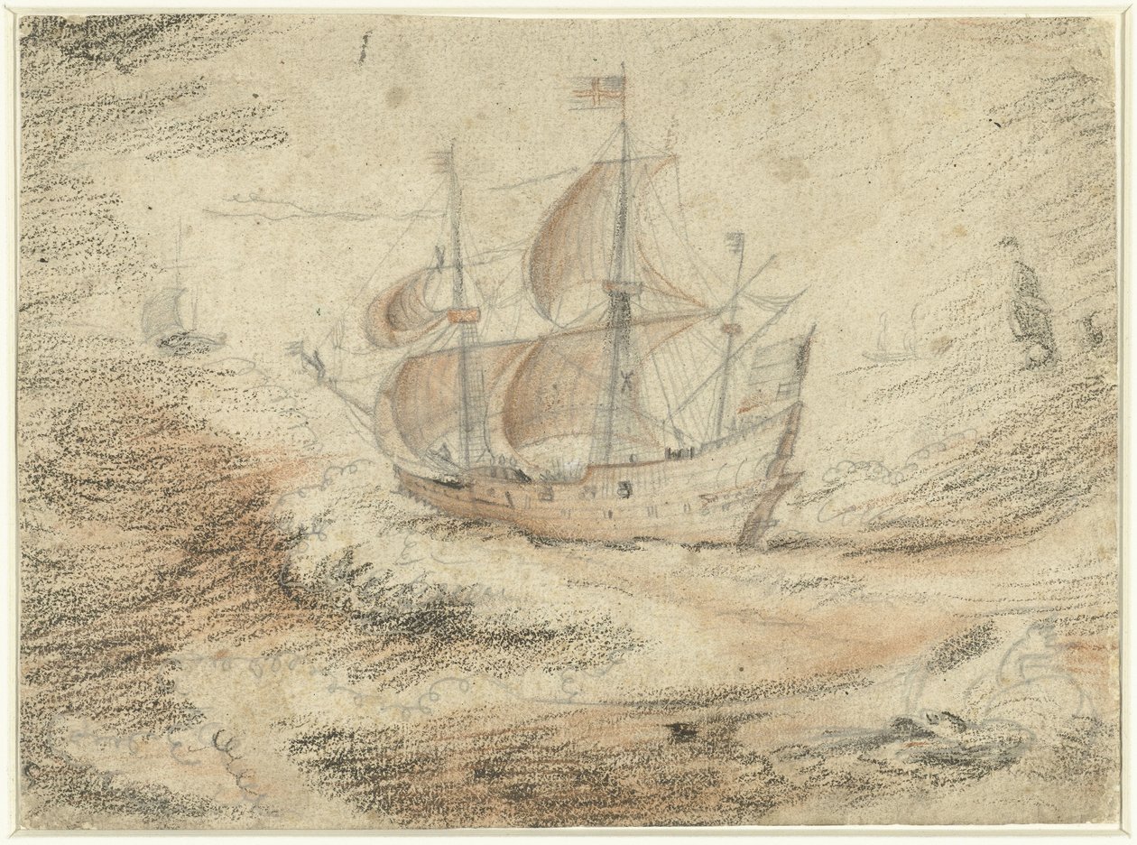 Seilskute til sjøs av Gerard ter Borch (II) (possibly)