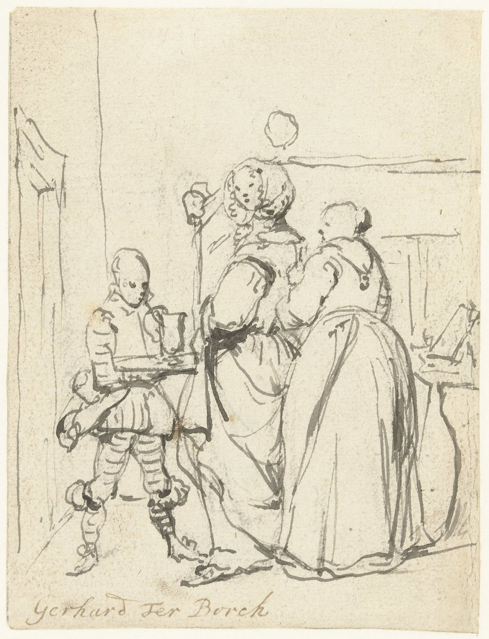Dame opptatt med toalettet sitt av Gerard ter Borch (II)