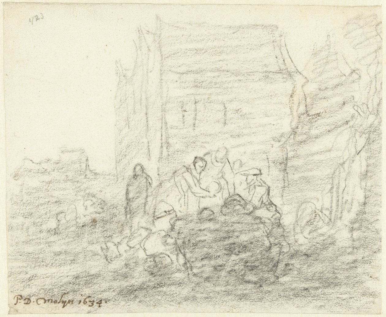Grønnsaksmarked om natten av Gerard ter Borch (II)