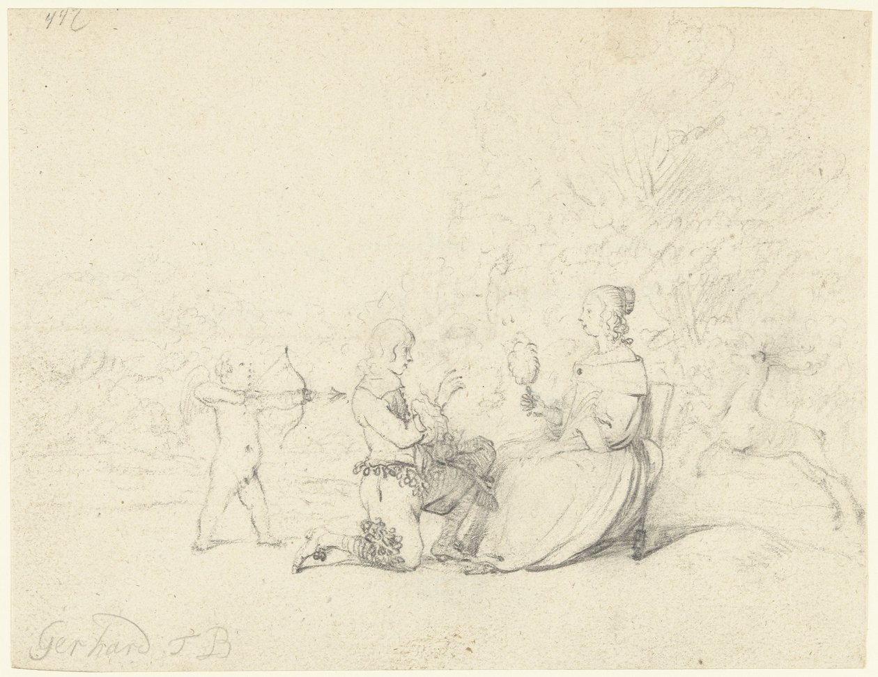 Gentleman som kneler foran en dame av Gerard ter Borch (II)