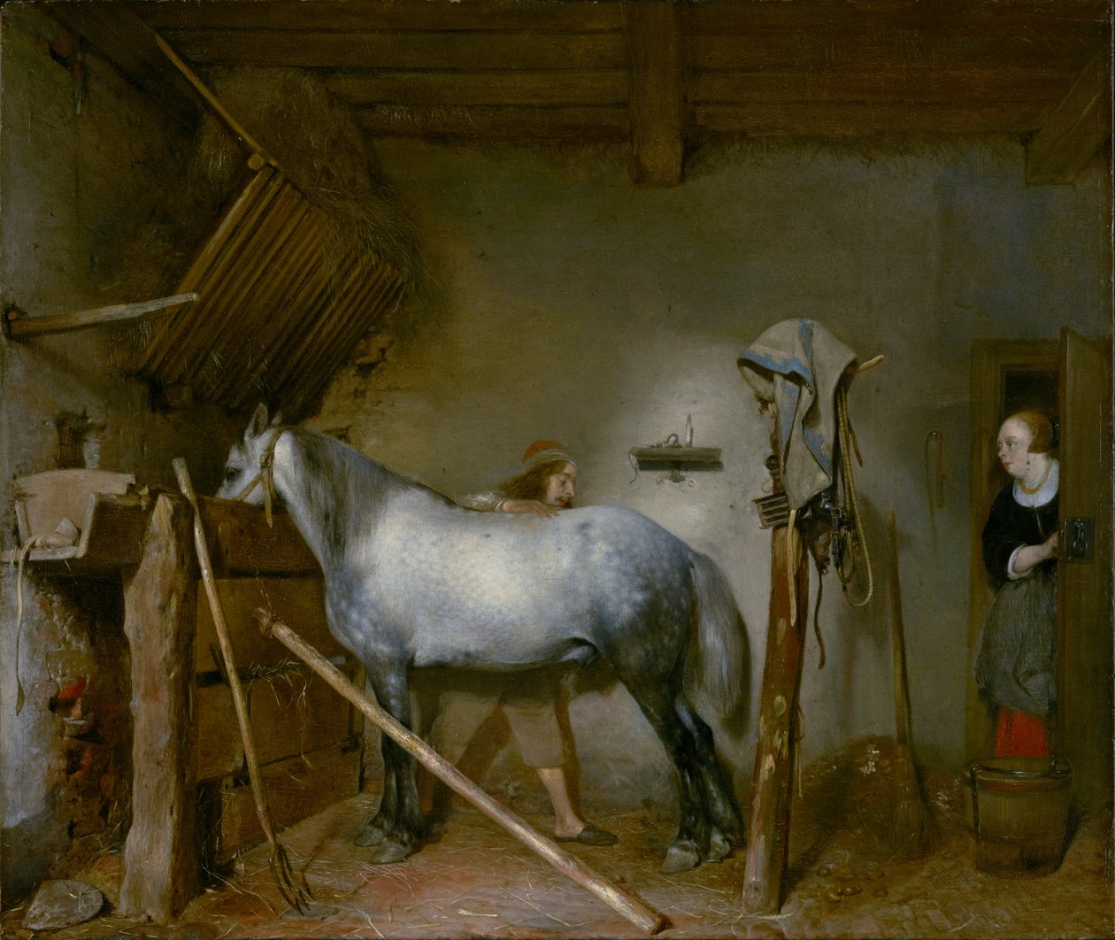 Hest i stall, ca. 1652-54 av Gerard ter Borch