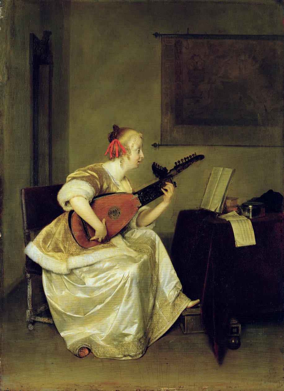 Lutespilleren, 1667-68 av Gerard ter Borch