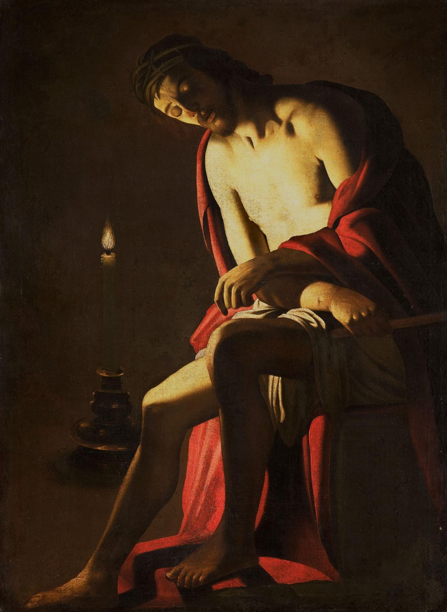 Kristus på den kalde steinen av Gerard van Honthorst (copy after)