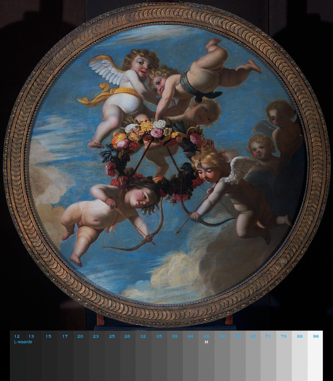 Putti med en blomsterkrans av Gerard van Honthorst (workshop of)