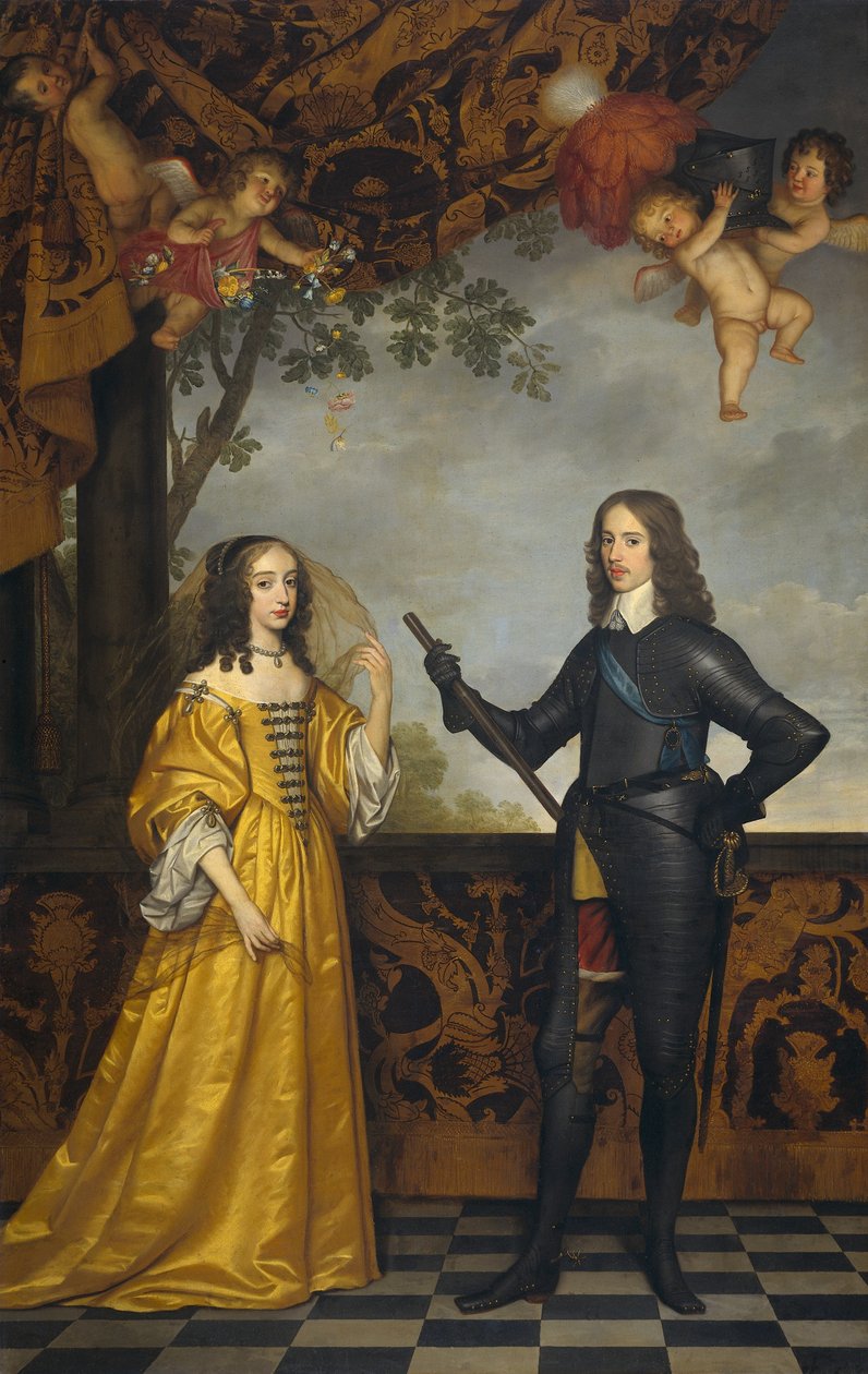 Dobbeltportrett av Vilhelm II (1626-1650), Prins av Oransje, og hans kone Mary Stuart (1631-1660). av Gerard van Honthorst
