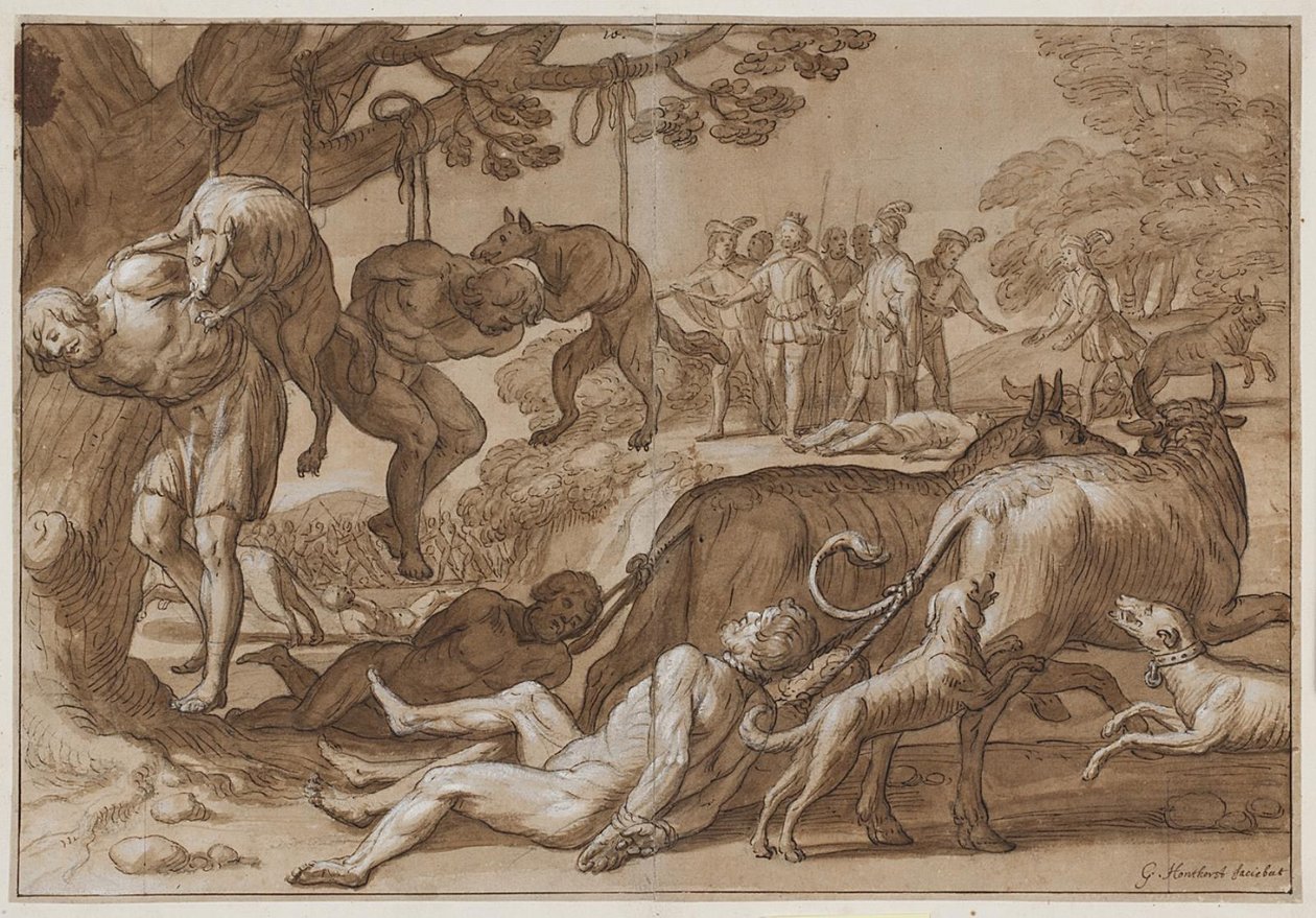 Kong Jarmeric setter fangede Wends til tortur av Gerard van Honthorst