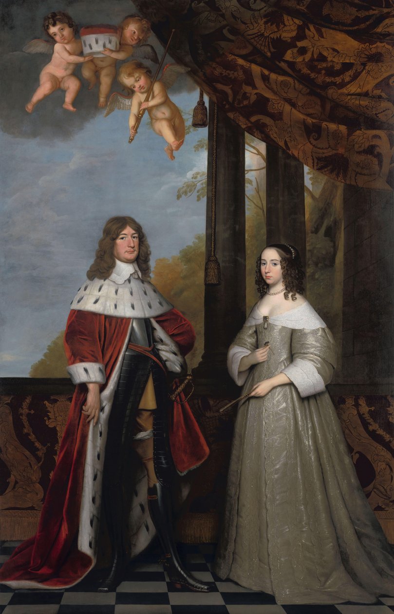 Portrett av Friedrich Wilhelm (1620-88), kurfyrst av Brandenburg, og hans kone Louise Henriette (1627-67), grevinne av Orange-Nassau av Gerard van Honthorst